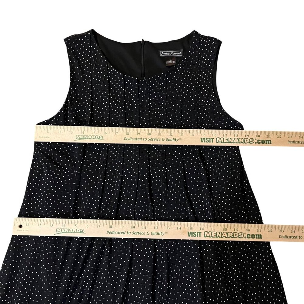 Jessica Howard Womens 14 Black Polka Dot Sleeveless Dress Used Lined - Picture 10 of 10